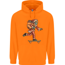 Funny Santa Clause Alien on a Skateboard Mens 80% Cotton Hoodie Orange