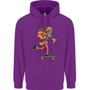 Funny Santa Clause Alien on a Skateboard Mens 80% Cotton Hoodie Purple
