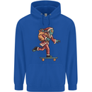 Funny Santa Clause Alien on a Skateboard Mens 80% Cotton Hoodie Royal Blue