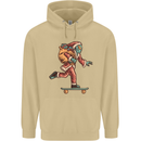 Funny Santa Clause Alien on a Skateboard Mens 80% Cotton Hoodie Sand