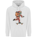 Funny Santa Clause Alien on a Skateboard Mens 80% Cotton Hoodie White