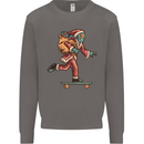 Funny Santa Clause Alien on a Skateboard Mens Sweatshirt Jumper Charcoal