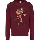 Funny Santa Clause Alien on a Skateboard Mens Sweatshirt Jumper Maroon