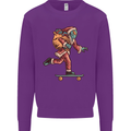 Funny Santa Clause Alien on a Skateboard Mens Sweatshirt Jumper Purple
