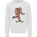 Funny Santa Clause Alien on a Skateboard Mens Sweatshirt Jumper White
