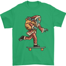 Funny Santa Clause Alien on a Skateboard Mens T-Shirt Cotton Gildan Irish Green