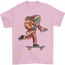 Funny Santa Clause Alien on a Skateboard Mens T-Shirt Cotton Gildan Light Pink