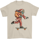 Funny Santa Clause Alien on a Skateboard Mens T-Shirt Cotton Gildan Sand