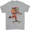 Funny Santa Clause Alien on a Skateboard Mens T-Shirt Cotton Gildan Sports Grey