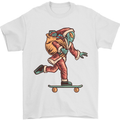 Funny Santa Clause Alien on a Skateboard Mens T-Shirt Cotton Gildan White