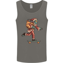 Funny Santa Clause Alien on a Skateboard Mens Vest Tank Top Charcoal