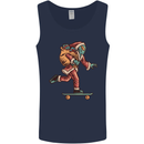 Funny Santa Clause Alien on a Skateboard Mens Vest Tank Top Navy Blue