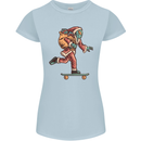 Funny Santa Clause Alien on a Skateboard Womens Petite Cut T-Shirt Light Blue