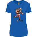 Funny Santa Clause Alien on a Skateboard Womens Wider Cut T-Shirt Royal Blue