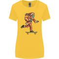 Funny Santa Clause Alien on a Skateboard Womens Wider Cut T-Shirt Yellow