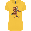 Funny Santa Clause Alien on a Skateboard Womens Wider Cut T-Shirt Yellow