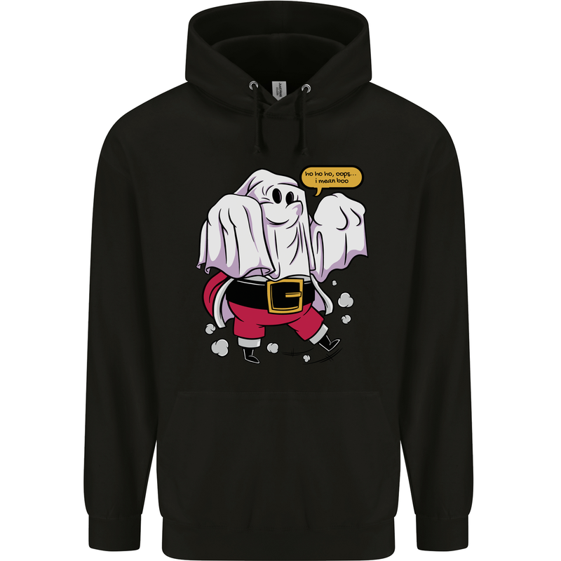 Funny Santa Ghost Christmas Halloween Childrens Kids Hoodie Black