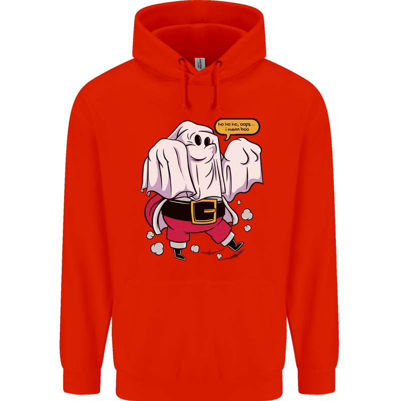 Funny Santa Ghost Christmas Halloween Childrens Kids Hoodie Bright Red