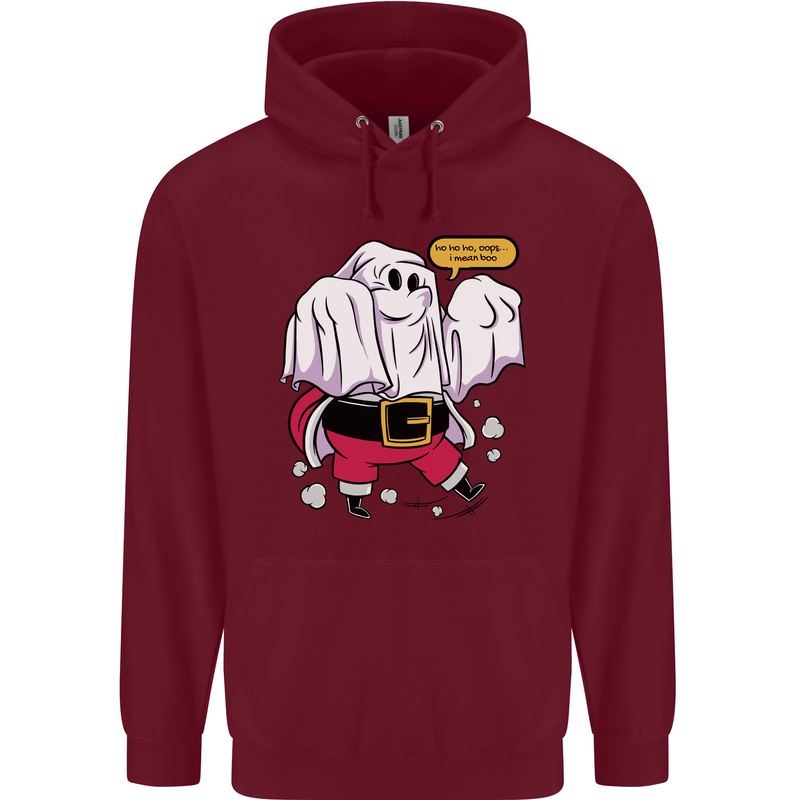 Funny Santa Ghost Christmas Halloween Childrens Kids Hoodie Maroon