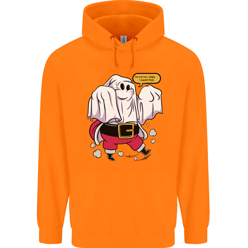 Funny Santa Ghost Christmas Halloween Childrens Kids Hoodie Orange