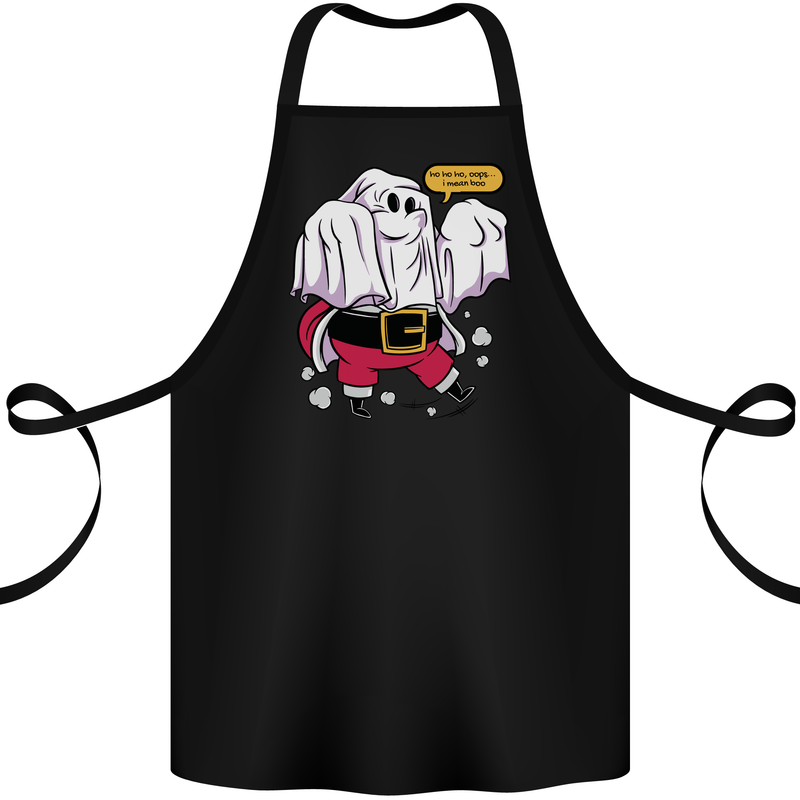 Funny Santa Ghost Christmas Halloween Cotton Apron 100% Organic Black