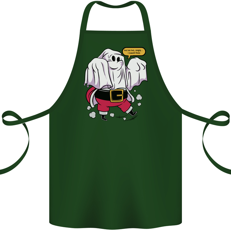 Funny Santa Ghost Christmas Halloween Cotton Apron 100% Organic Forest Green