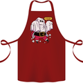 Funny Santa Ghost Christmas Halloween Cotton Apron 100% Organic Maroon