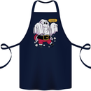 Funny Santa Ghost Christmas Halloween Cotton Apron 100% Organic Navy Blue