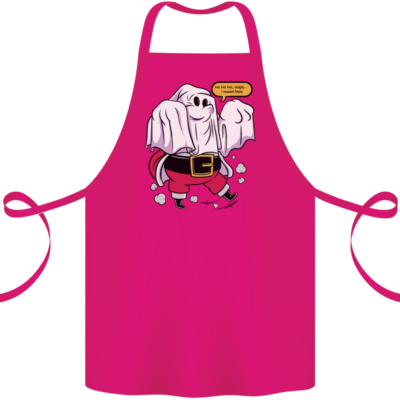 Funny Santa Ghost Christmas Halloween Cotton Apron 100% Organic Pink