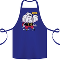 Funny Santa Ghost Christmas Halloween Cotton Apron 100% Organic Royal Blue