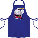 Funny Santa Ghost Christmas Halloween Cotton Apron 100% Organic Royal Blue