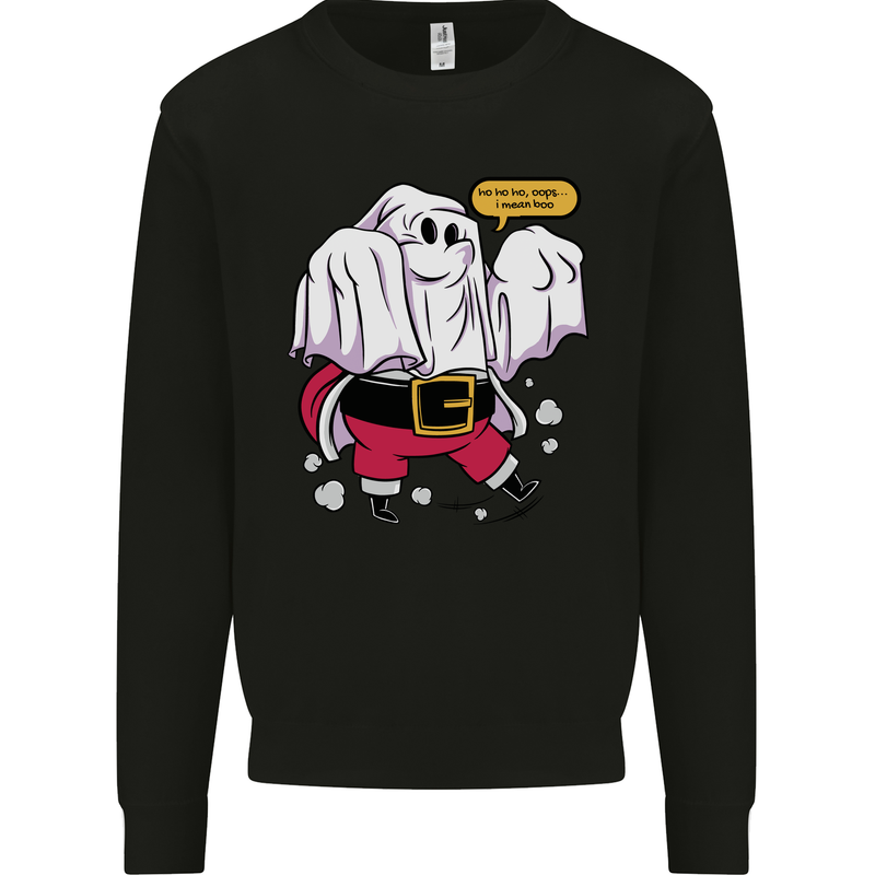 Funny Santa Ghost Christmas Halloween Kids Sweatshirt Jumper Black