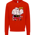 Funny Santa Ghost Christmas Halloween Kids Sweatshirt Jumper Bright Red