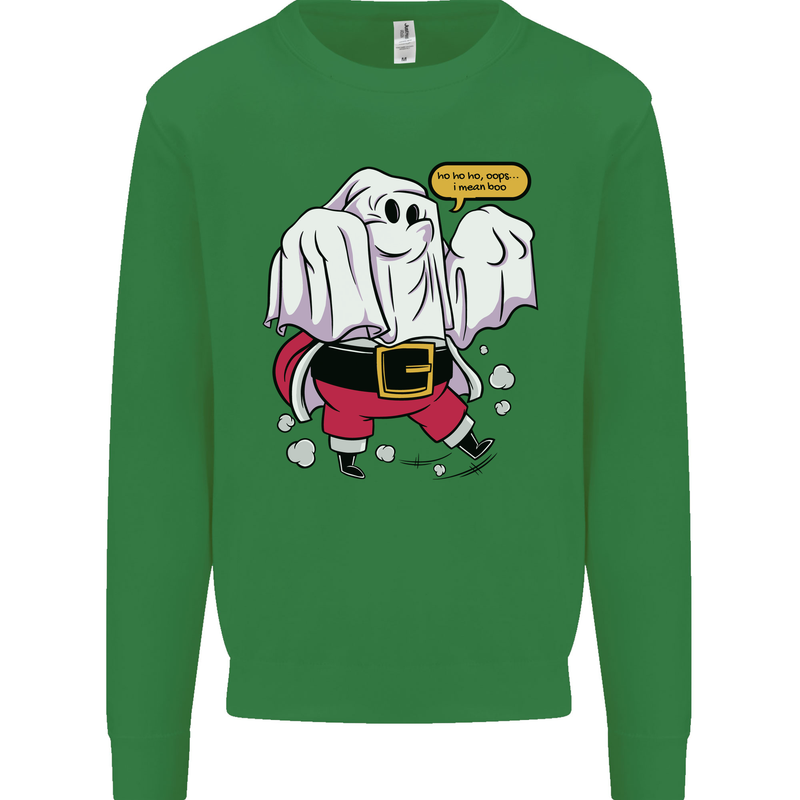 Funny Santa Ghost Christmas Halloween Kids Sweatshirt Jumper Irish Green