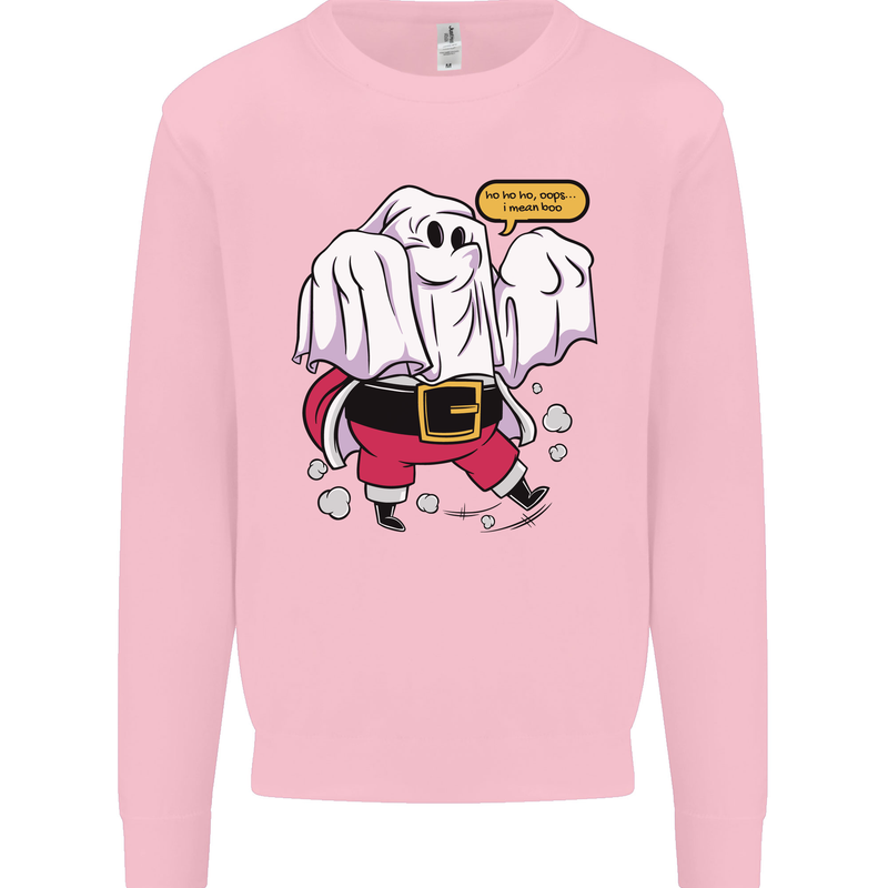 Funny Santa Ghost Christmas Halloween Kids Sweatshirt Jumper Light Pink