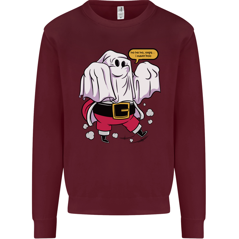 Funny Santa Ghost Christmas Halloween Kids Sweatshirt Jumper Maroon