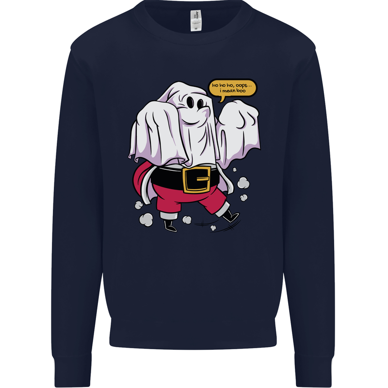 Funny Santa Ghost Christmas Halloween Kids Sweatshirt Jumper Navy Blue
