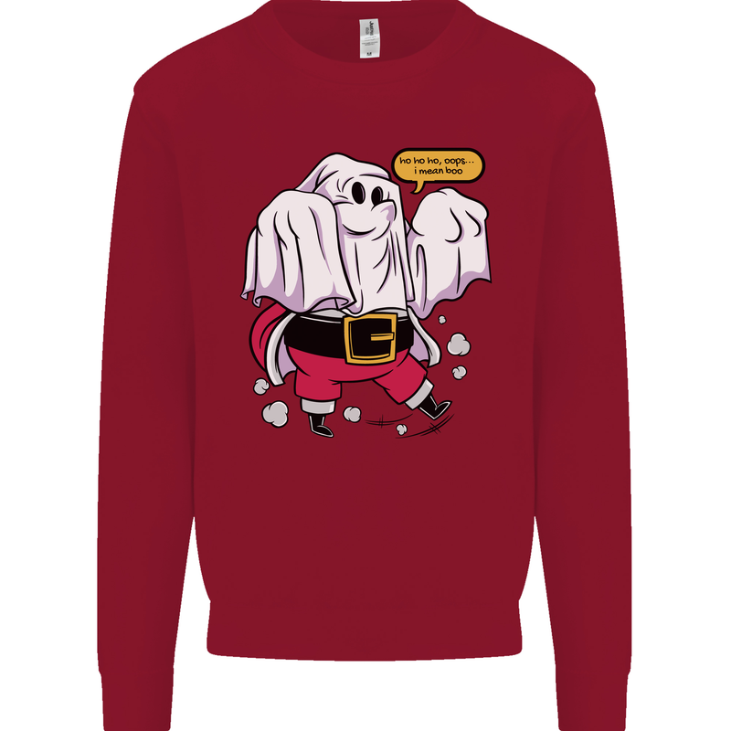 Funny Santa Ghost Christmas Halloween Kids Sweatshirt Jumper Red