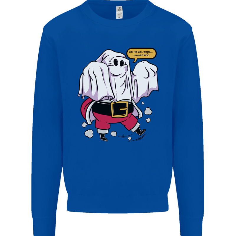 Funny Santa Ghost Christmas Halloween Kids Sweatshirt Jumper Royal Blue