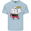 Funny Santa Ghost Christmas Halloween Mens Cotton T-Shirt Tee Top Light Blue