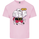 Funny Santa Ghost Christmas Halloween Mens Cotton T-Shirt Tee Top Light Pink