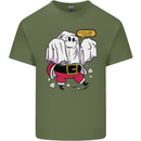 Funny Santa Ghost Christmas Halloween Mens Cotton T-Shirt Tee Top Military Green