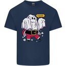 Funny Santa Ghost Christmas Halloween Mens Cotton T-Shirt Tee Top Navy Blue