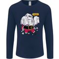 Funny Santa Ghost Christmas Halloween Mens Long Sleeve T-Shirt Navy Blue