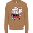 Funny Santa Ghost Christmas Halloween Mens Sweatshirt Jumper Caramel Latte