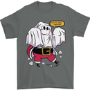 Funny Santa Ghost Christmas Halloween Mens T-Shirt 100% Cotton Charcoal