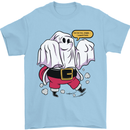 Funny Santa Ghost Christmas Halloween Mens T-Shirt 100% Cotton Light Blue