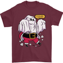 Funny Santa Ghost Christmas Halloween Mens T-Shirt 100% Cotton Maroon
