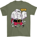 Funny Santa Ghost Christmas Halloween Mens T-Shirt 100% Cotton Military Green