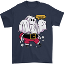 Funny Santa Ghost Christmas Halloween Mens T-Shirt 100% Cotton Navy Blue